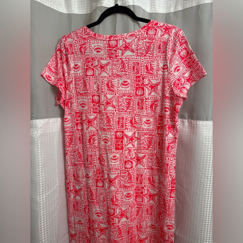 Lilly Pulitzer Coral-Pink Patterned V-Neck Maxi Dress - Picture 5 of 6